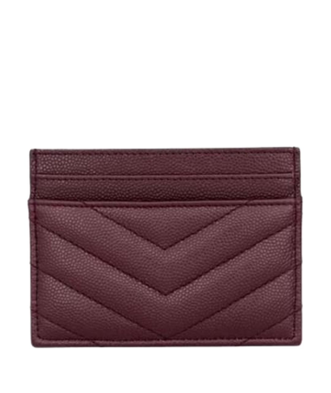 SAINT LAURENT Бордовый кожаный кардхолдер, фото 2