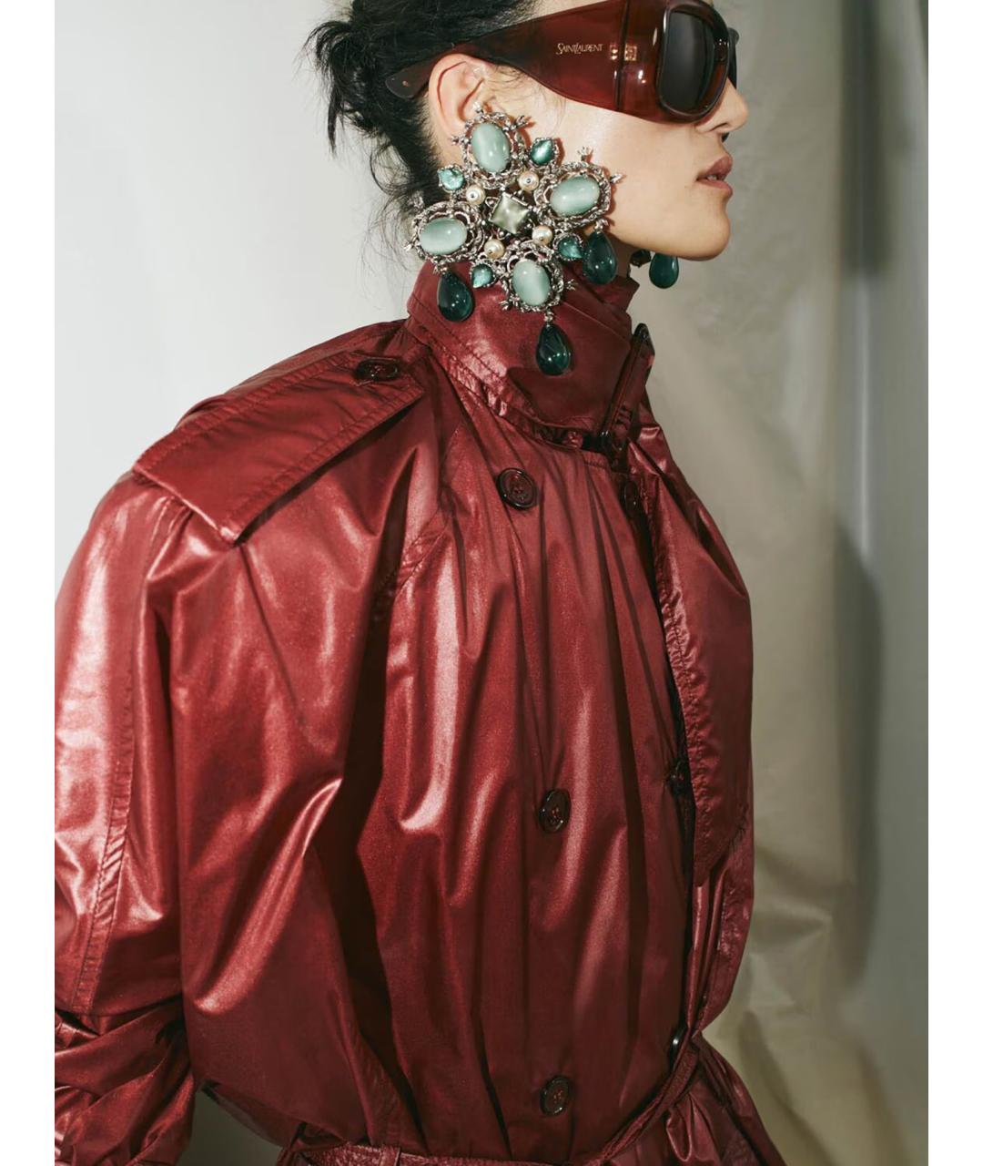 SAINT LAURENT Бордовые пластиковые солнцезащитные очки, фото 2