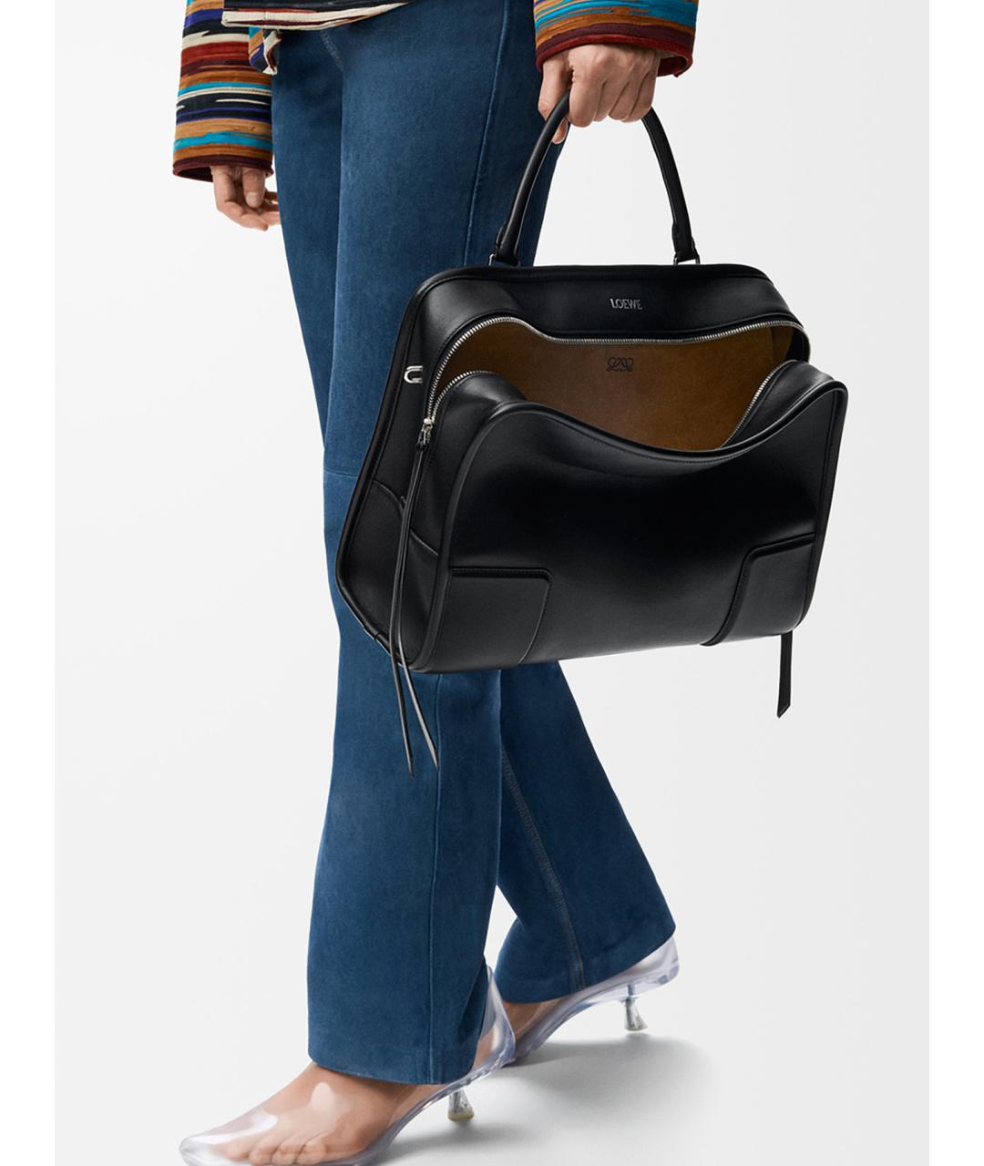 LOEWE Черная кожаная сумка тоут, фото 3