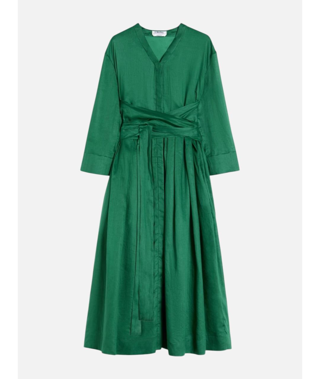 'S MAX MARA Зеленое льняное повседневное платье, фото 1
