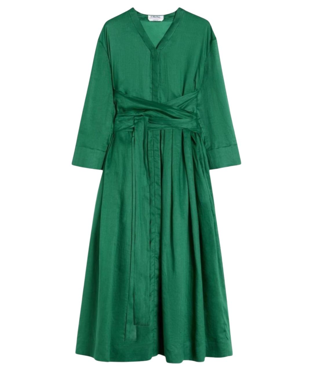'S MAX MARA Зеленое льняное повседневное платье, фото 1