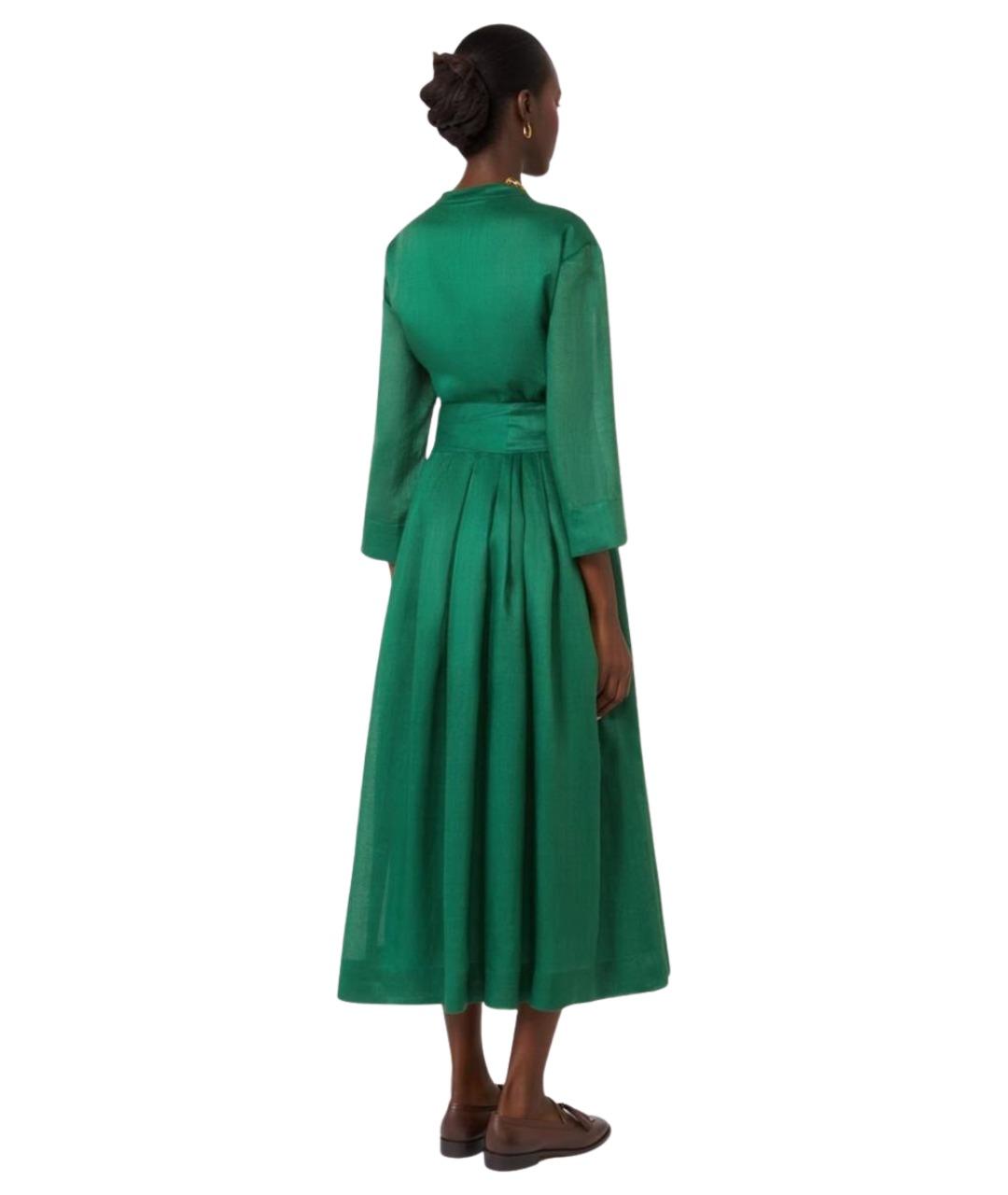 'S MAX MARA Зеленое льняное повседневное платье, фото 4