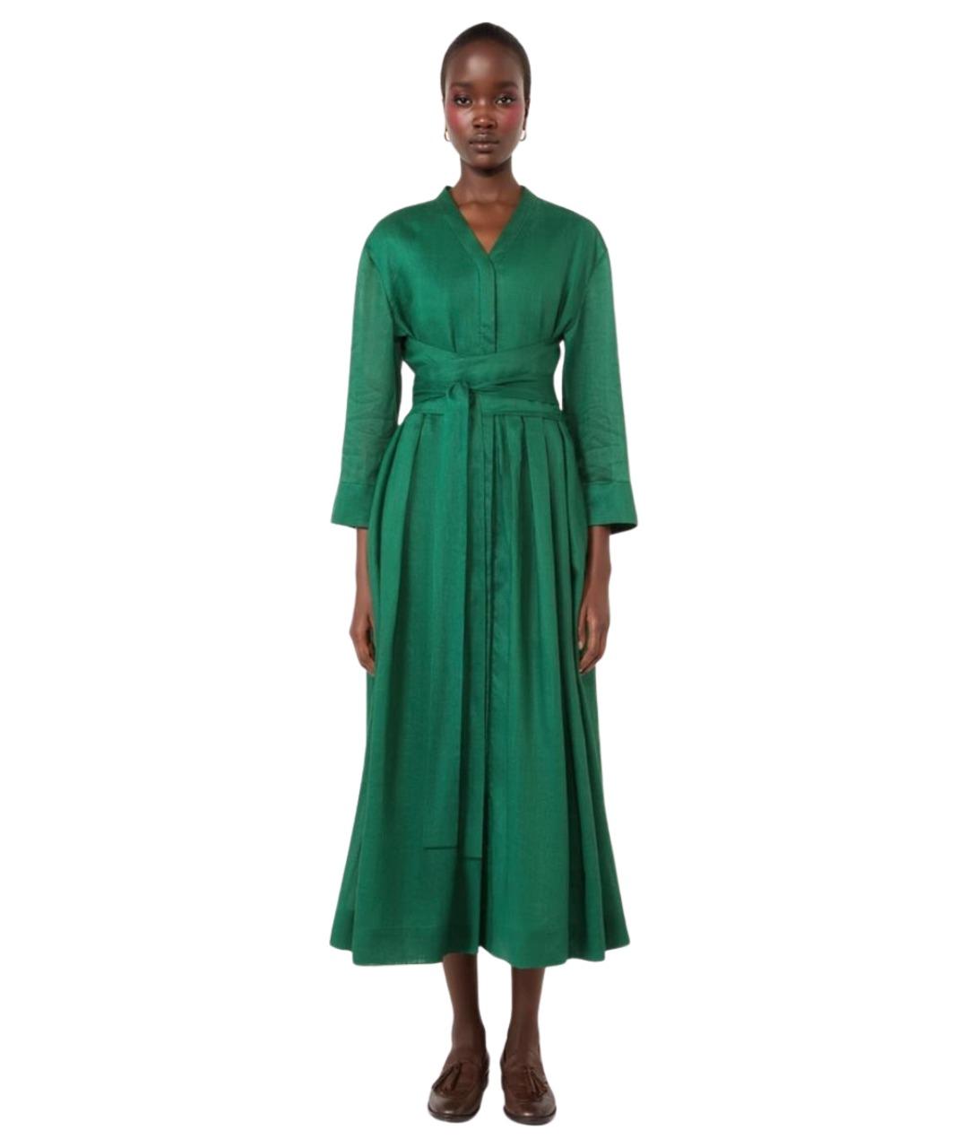 'S MAX MARA Зеленое льняное повседневное платье, фото 3