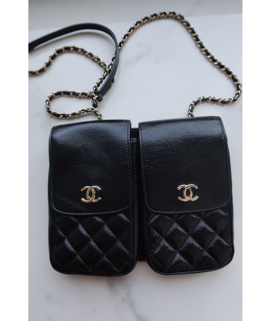 CHANEL Черная кожаная сумка через плечо, фото 6