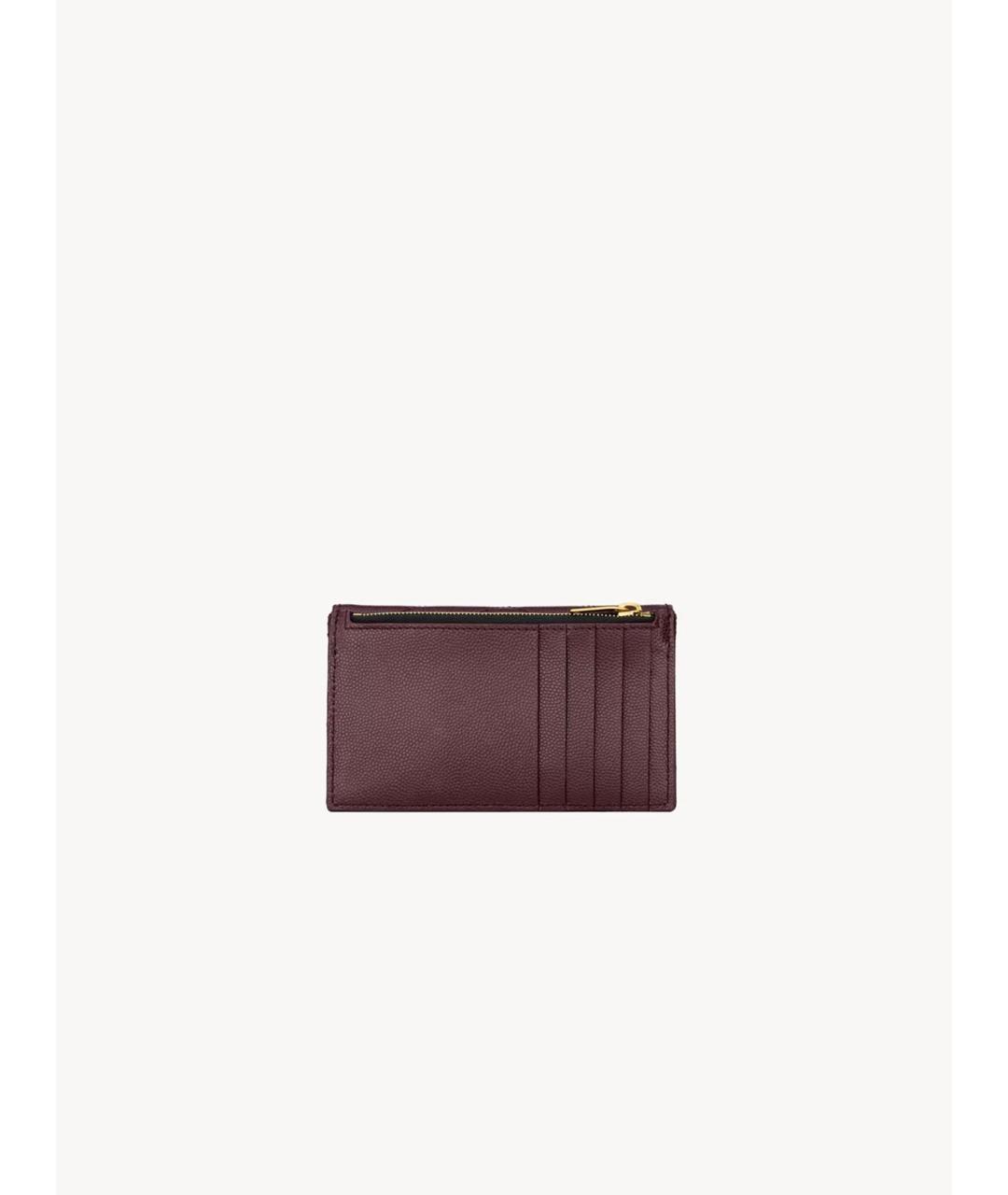 SAINT LAURENT Бордовый кожаный кошелек, фото 2
