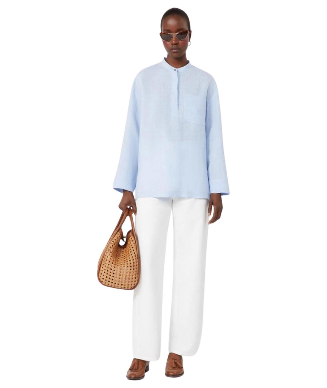'S MAX MARA Голубая льняная рубашка, фото 2