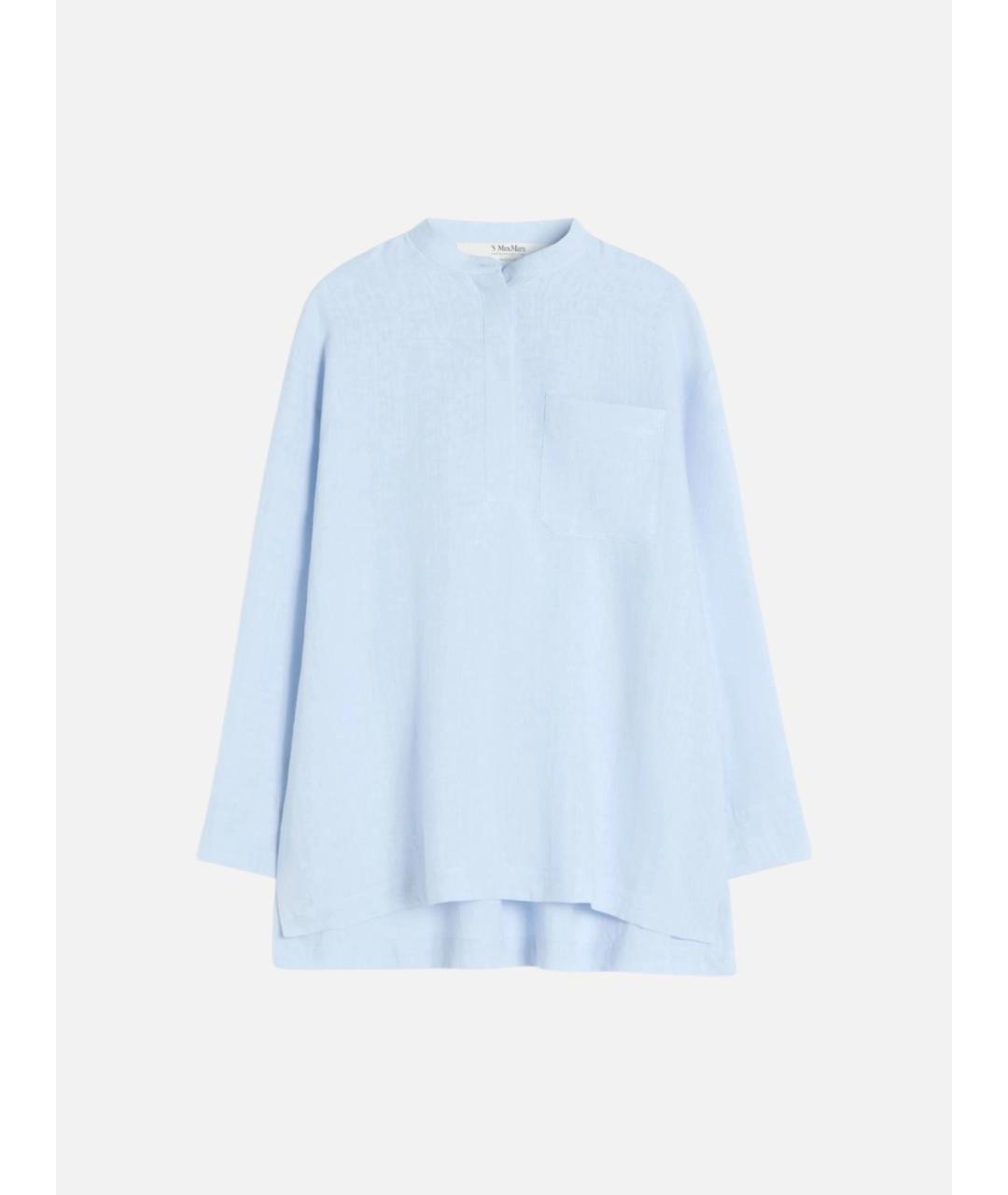'S MAX MARA Голубая льняная рубашка, фото 1