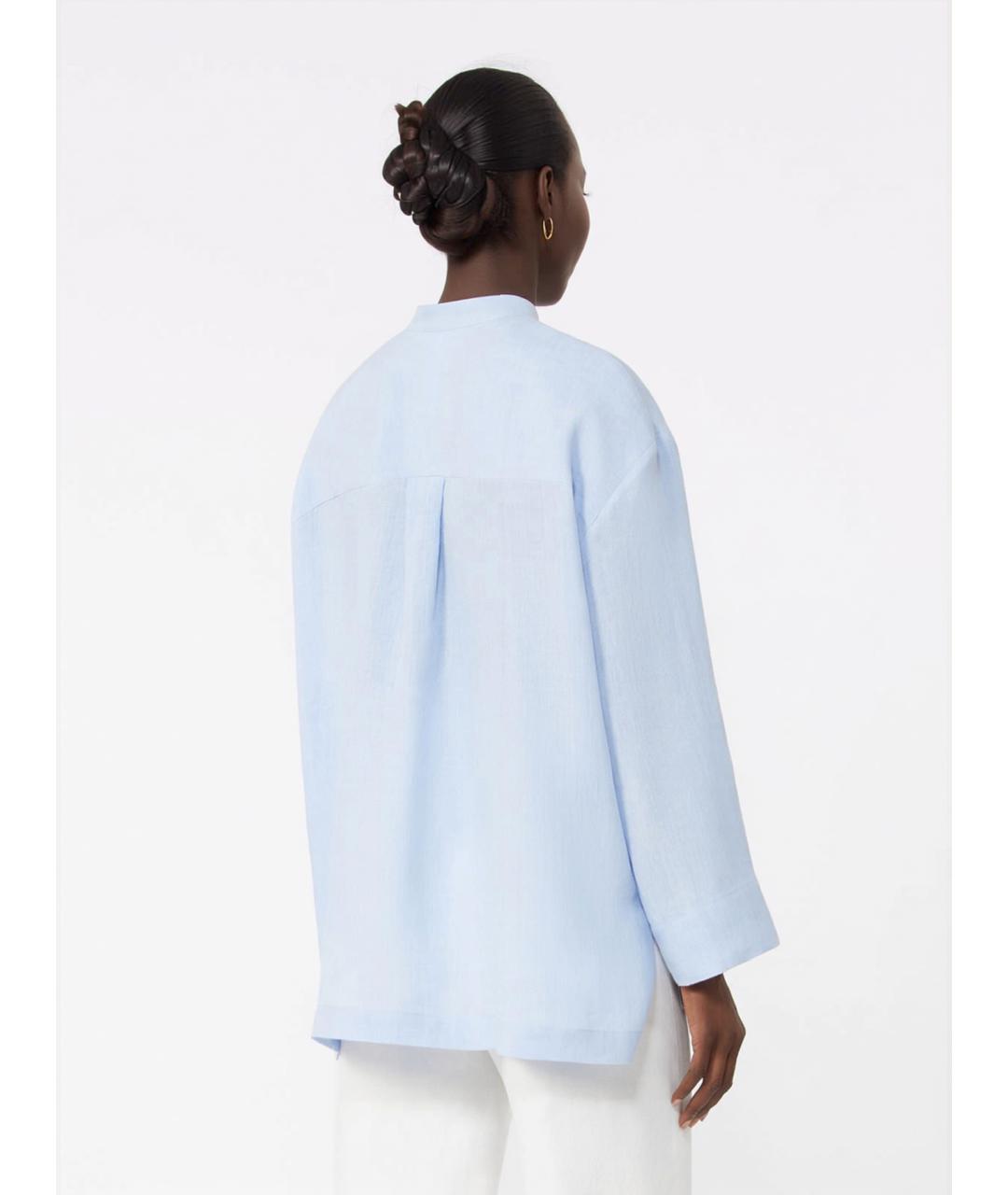 'S MAX MARA Голубая льняная рубашка, фото 4