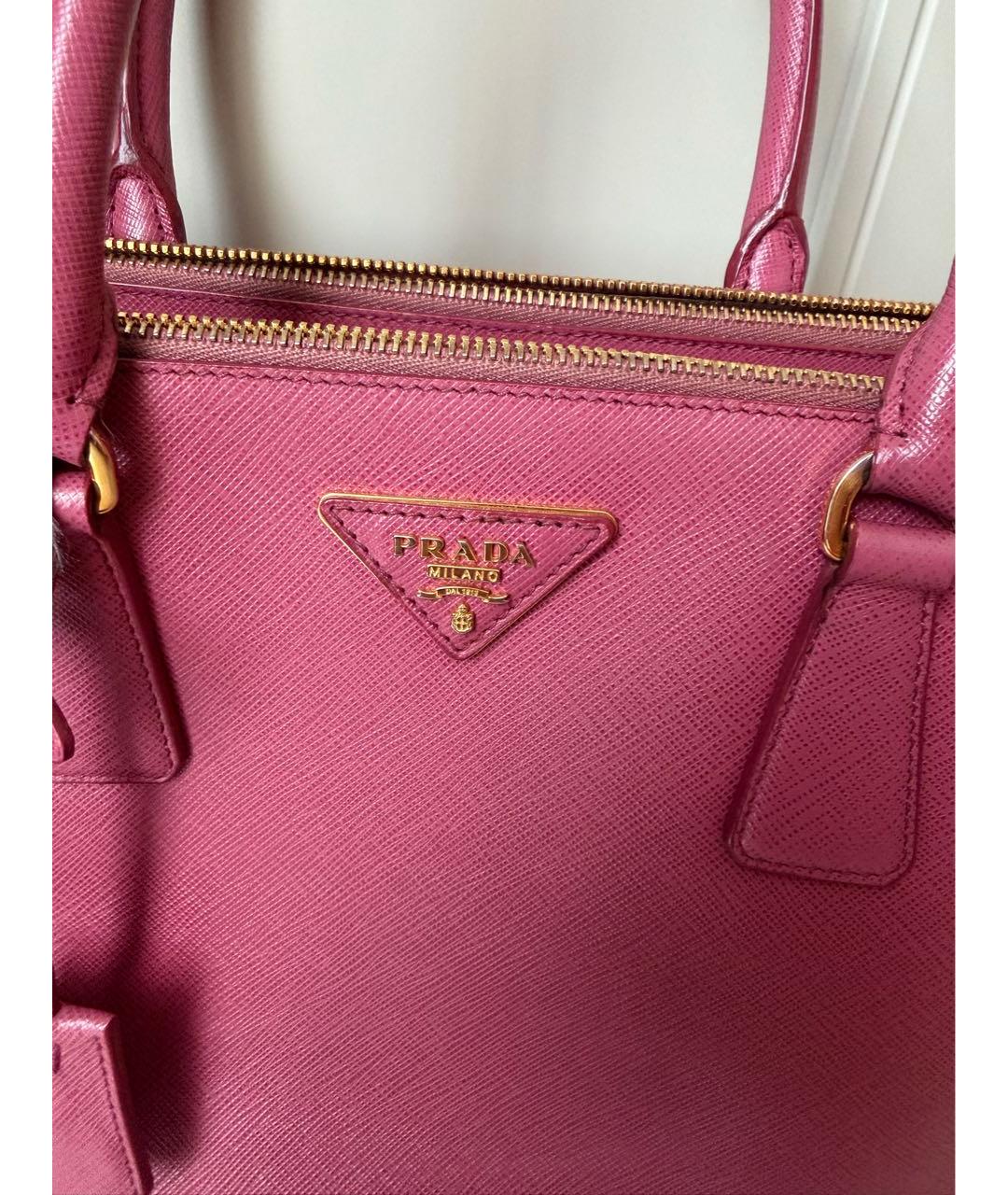 PRADA Розовая кожаная сумка с короткими ручками, фото 5