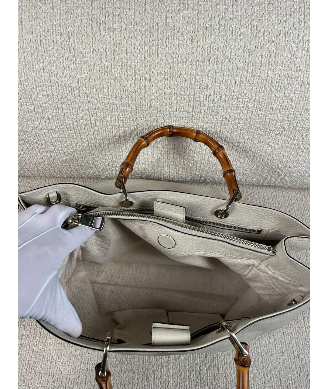 GUCCI Бежевая кожаная сумка с короткими ручками, фото 4