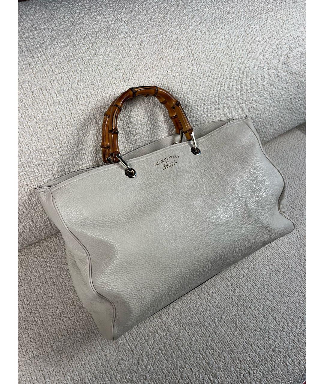 GUCCI Бежевая кожаная сумка с короткими ручками, фото 2