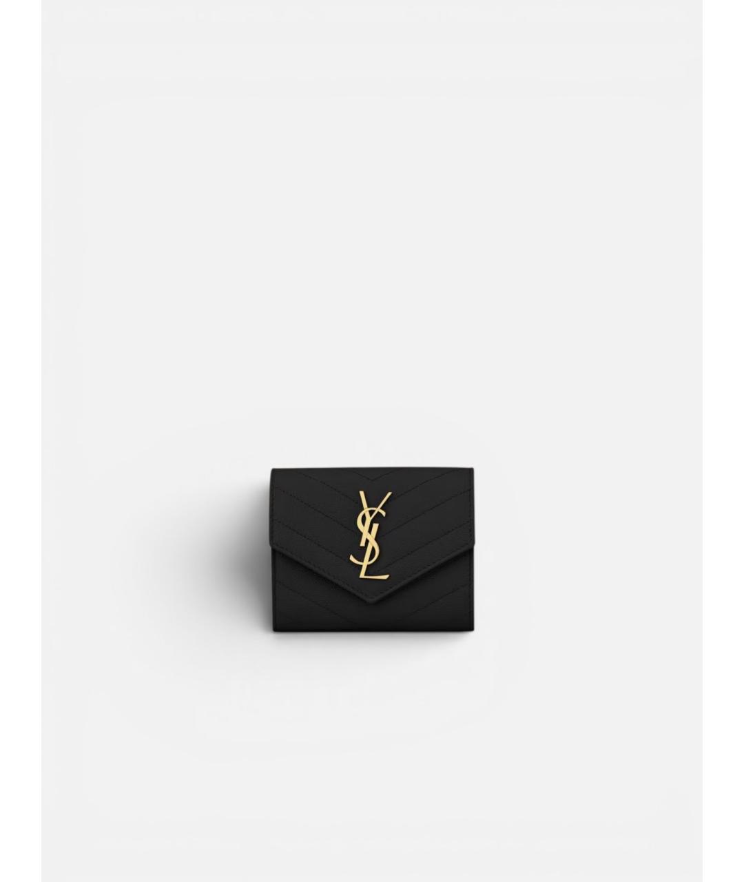 SAINT LAURENT Черный кожаный кошелек, фото 4