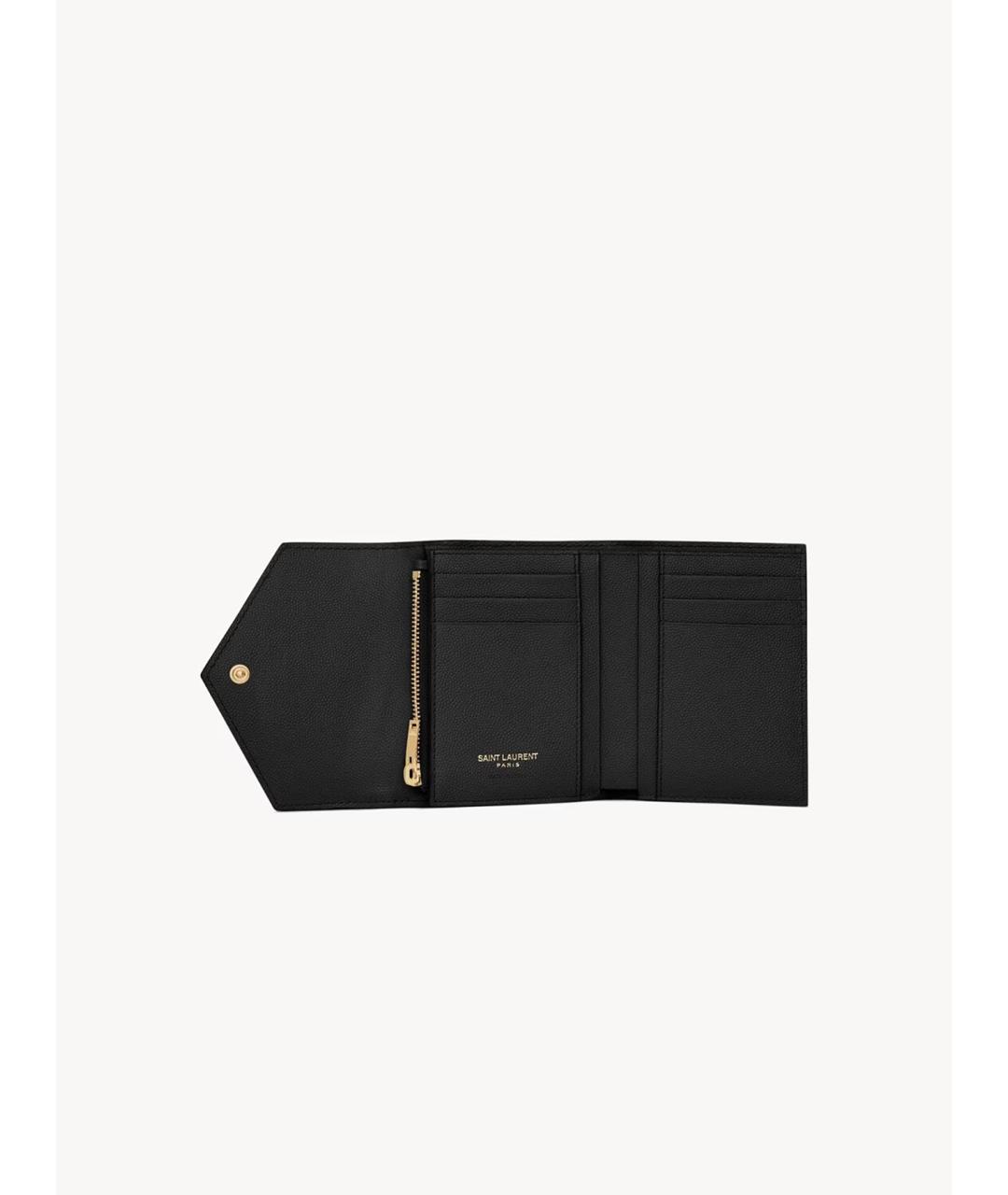 SAINT LAURENT Черный кожаный кошелек, фото 3