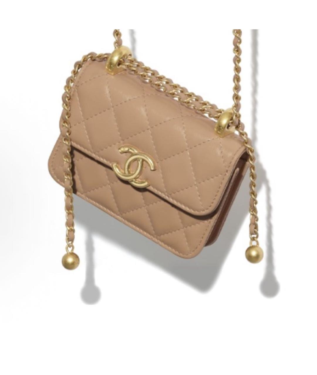 CHANEL Бежевая кожаная сумка через плечо, фото 2