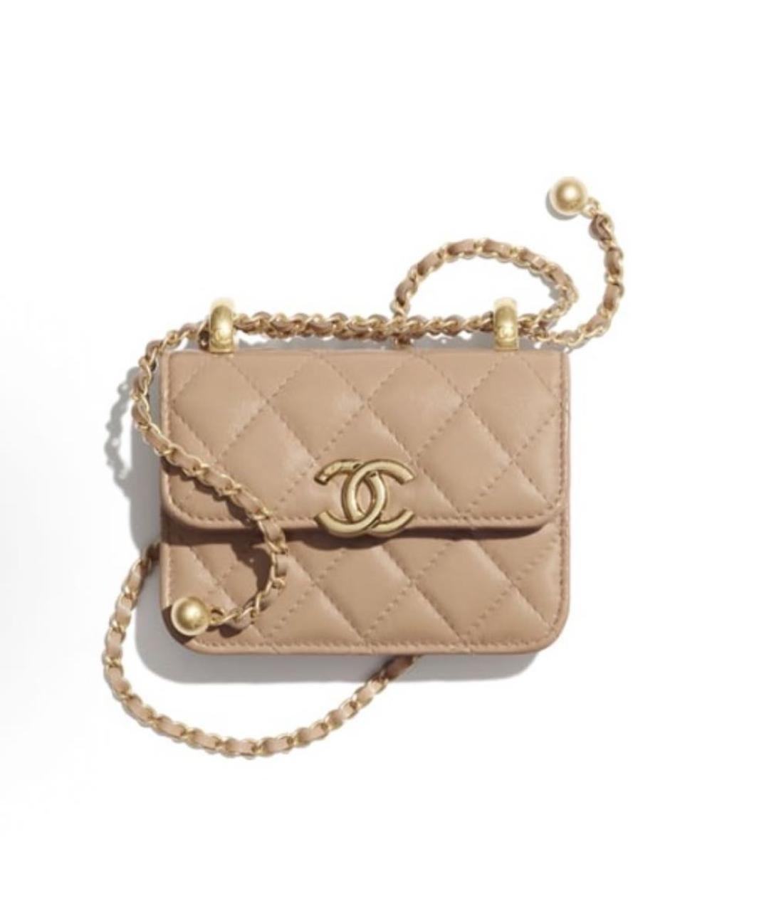CHANEL Бежевая кожаная сумка через плечо, фото 9