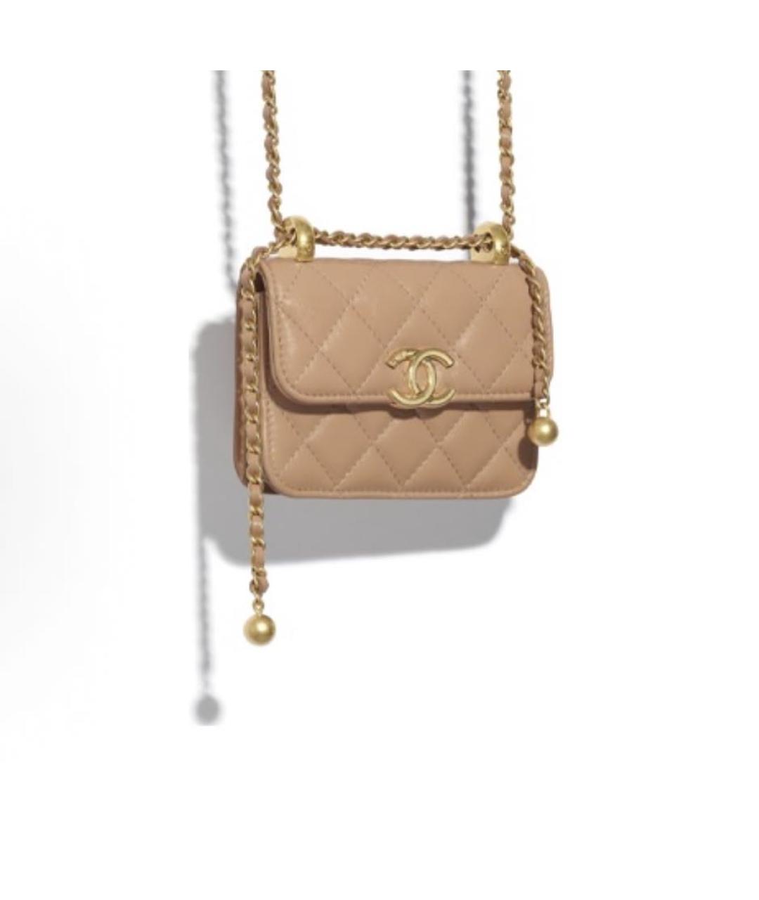 CHANEL Бежевая кожаная сумка через плечо, фото 3
