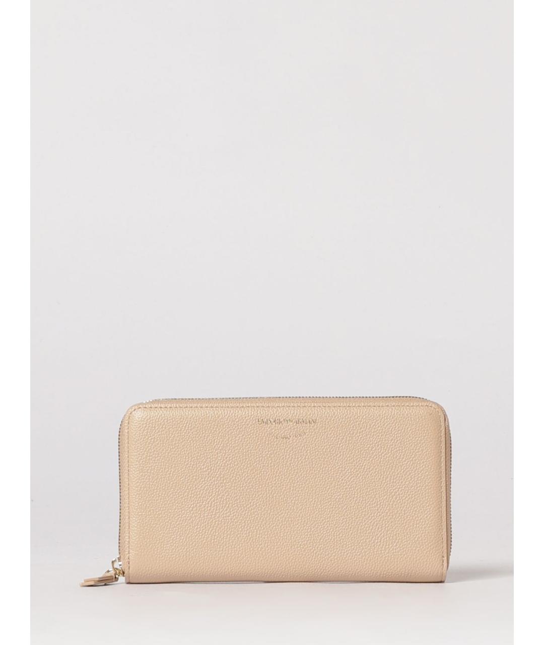 EMPORIO ARMANI Бежевый кожаный кошелек, фото 4