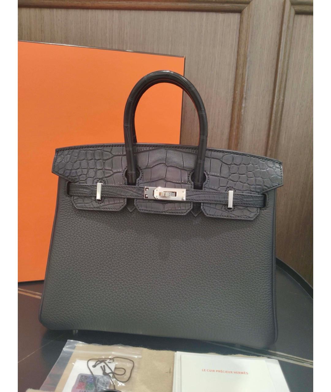 HERMES Черная кожаная сумка с короткими ручками, фото 9