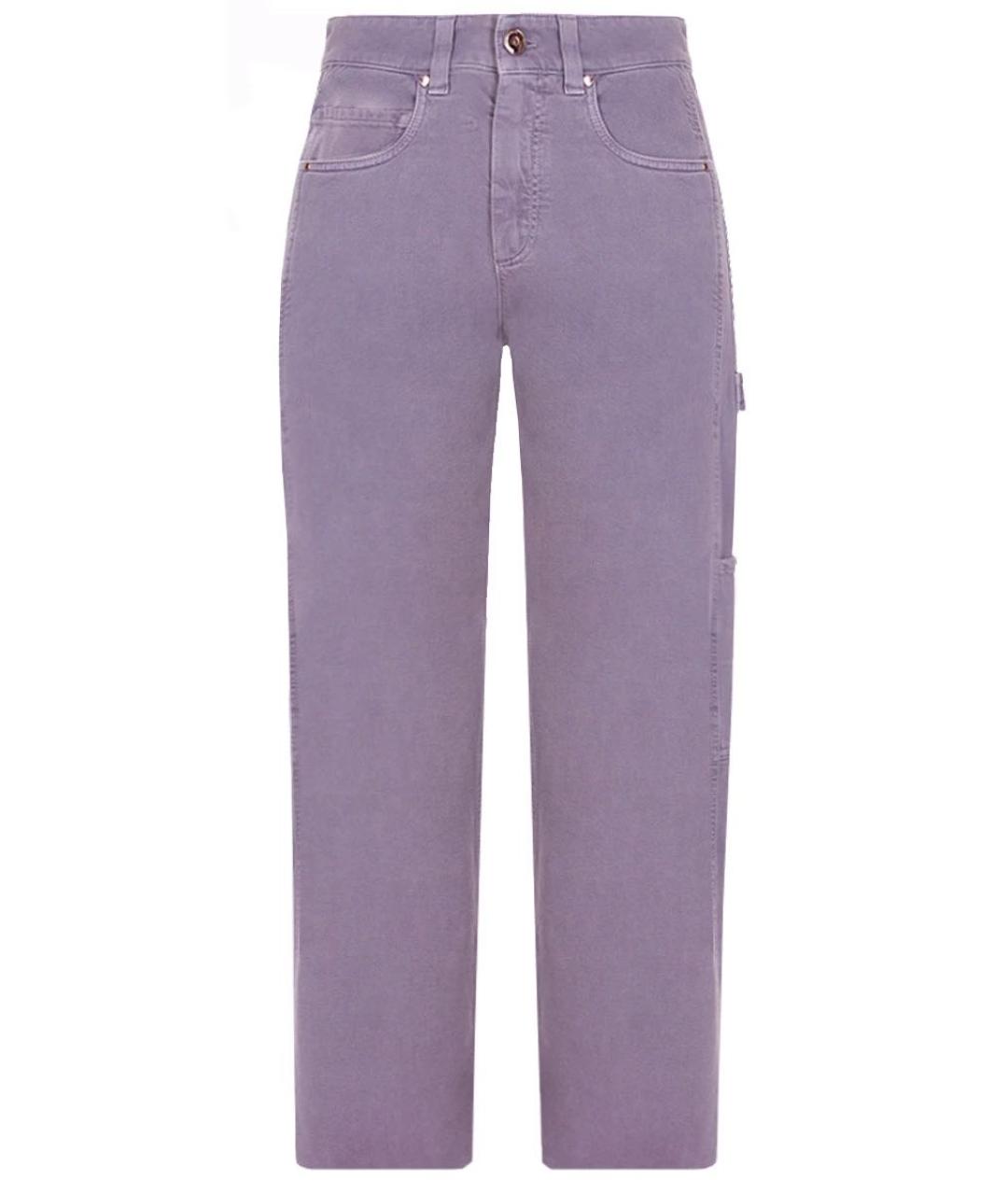 BRUNELLO CUCINELLI Фиолетовые хлопковые прямые джинсы, фото 1