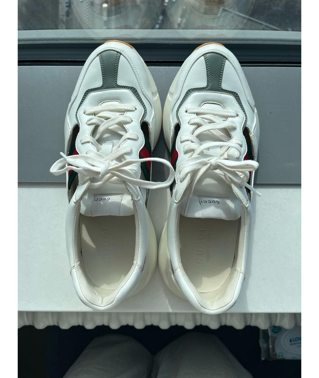 GUCCI Белые кожаные кроссовки, фото 2