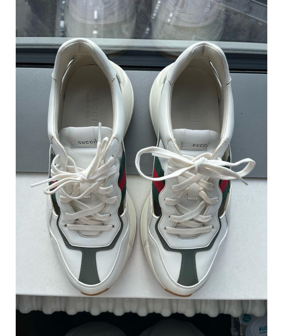 GUCCI Белые кожаные кроссовки, фото 3