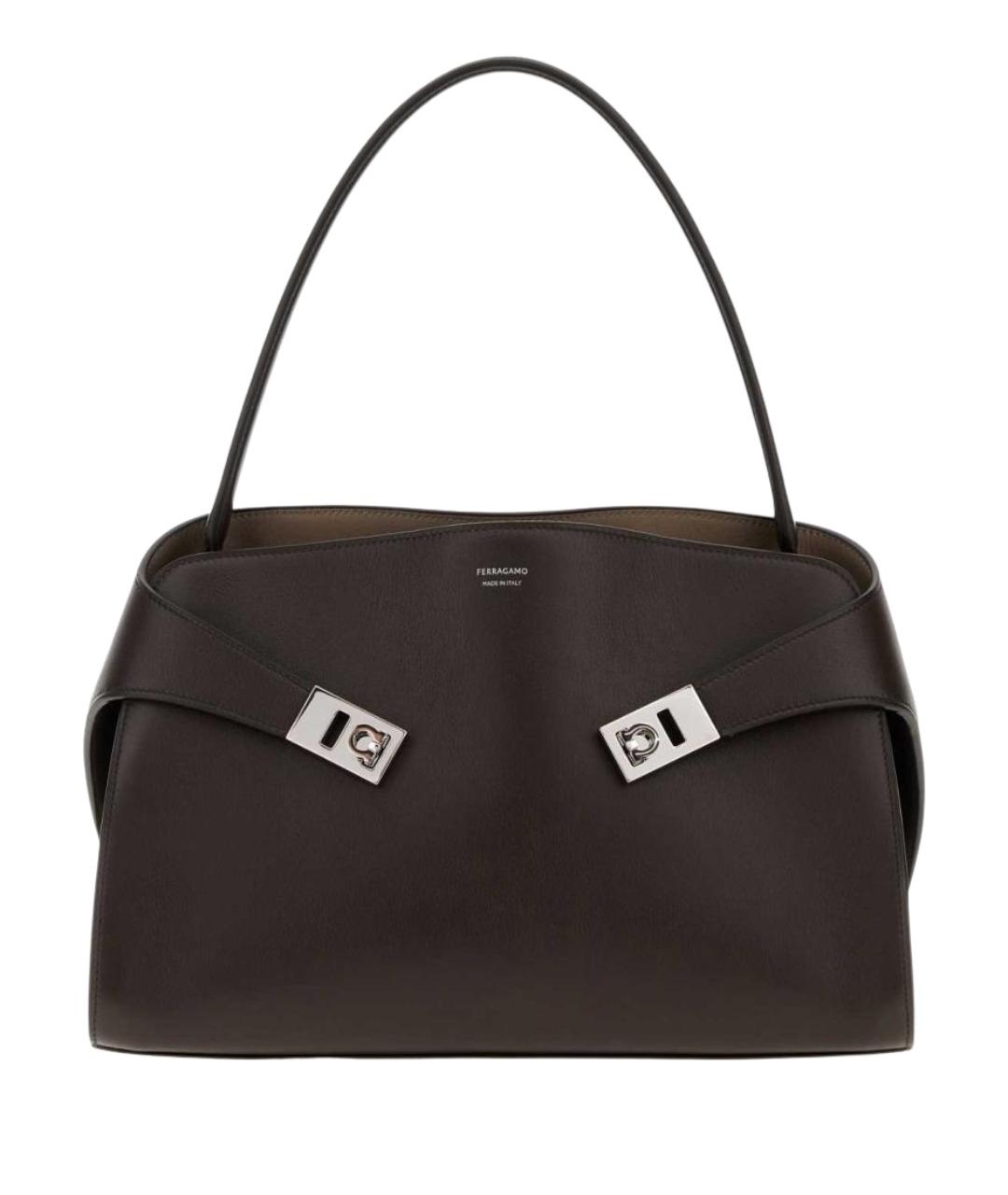 FERRAGAMO Коричневая кожаная сумка через плечо, фото 1