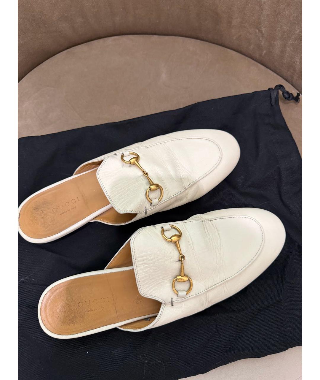 GUCCI Белые кожаные мюли, фото 5