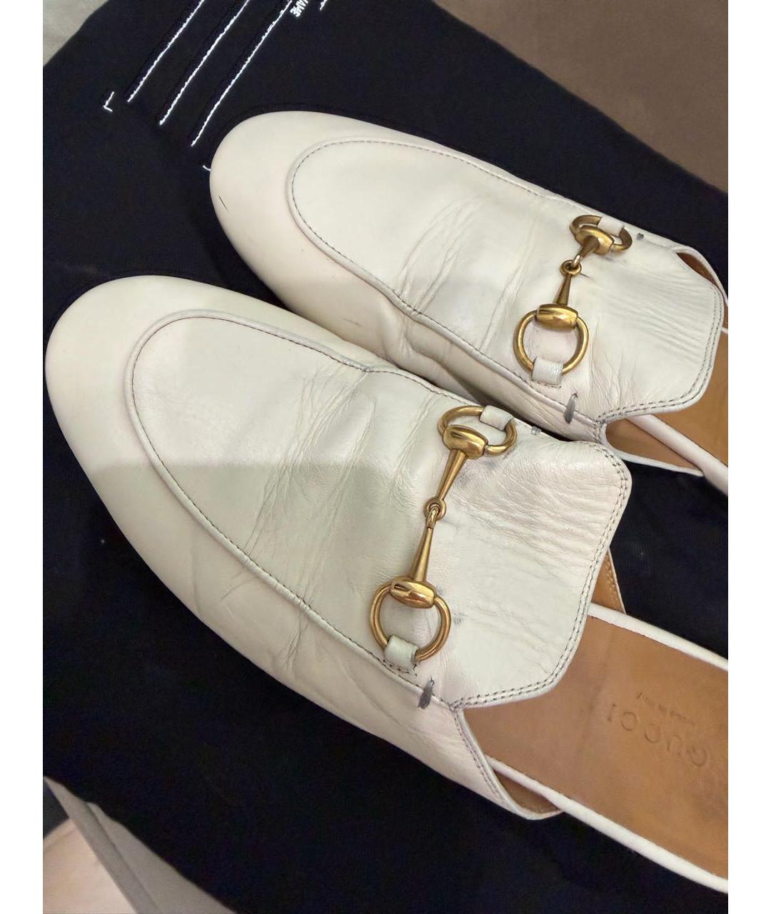 GUCCI Белые кожаные мюли, фото 2
