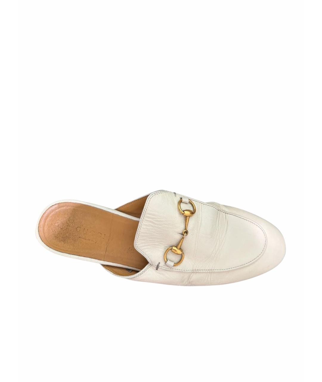 GUCCI Белые кожаные мюли, фото 1