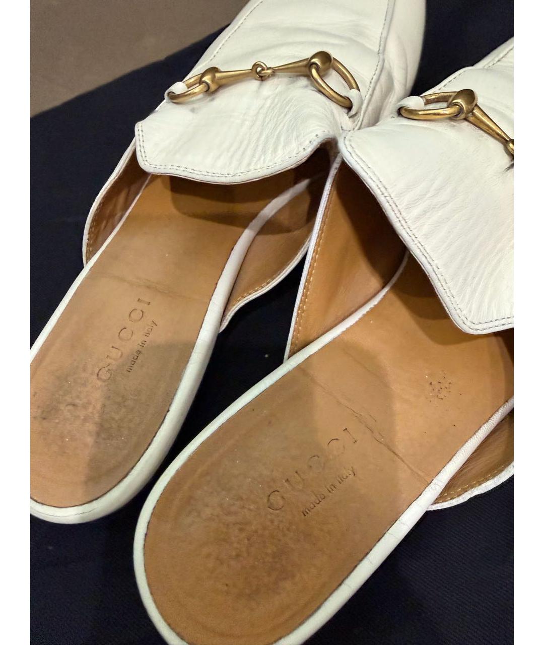 GUCCI Белые кожаные мюли, фото 3