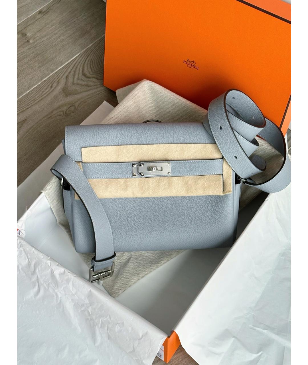 HERMES Голубая кожаная сумка через плечо, фото 2