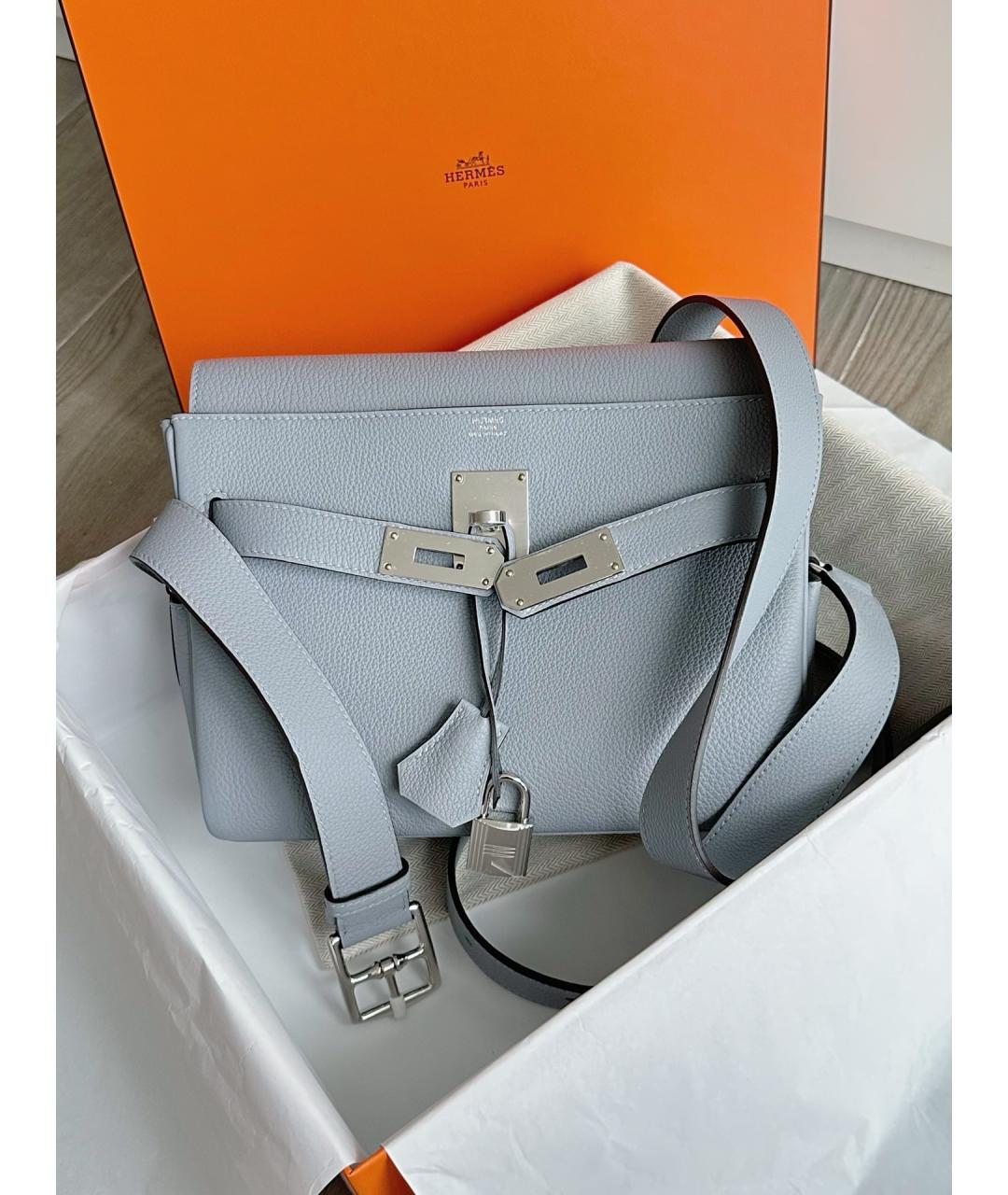 HERMES Голубая кожаная сумка через плечо, фото 7