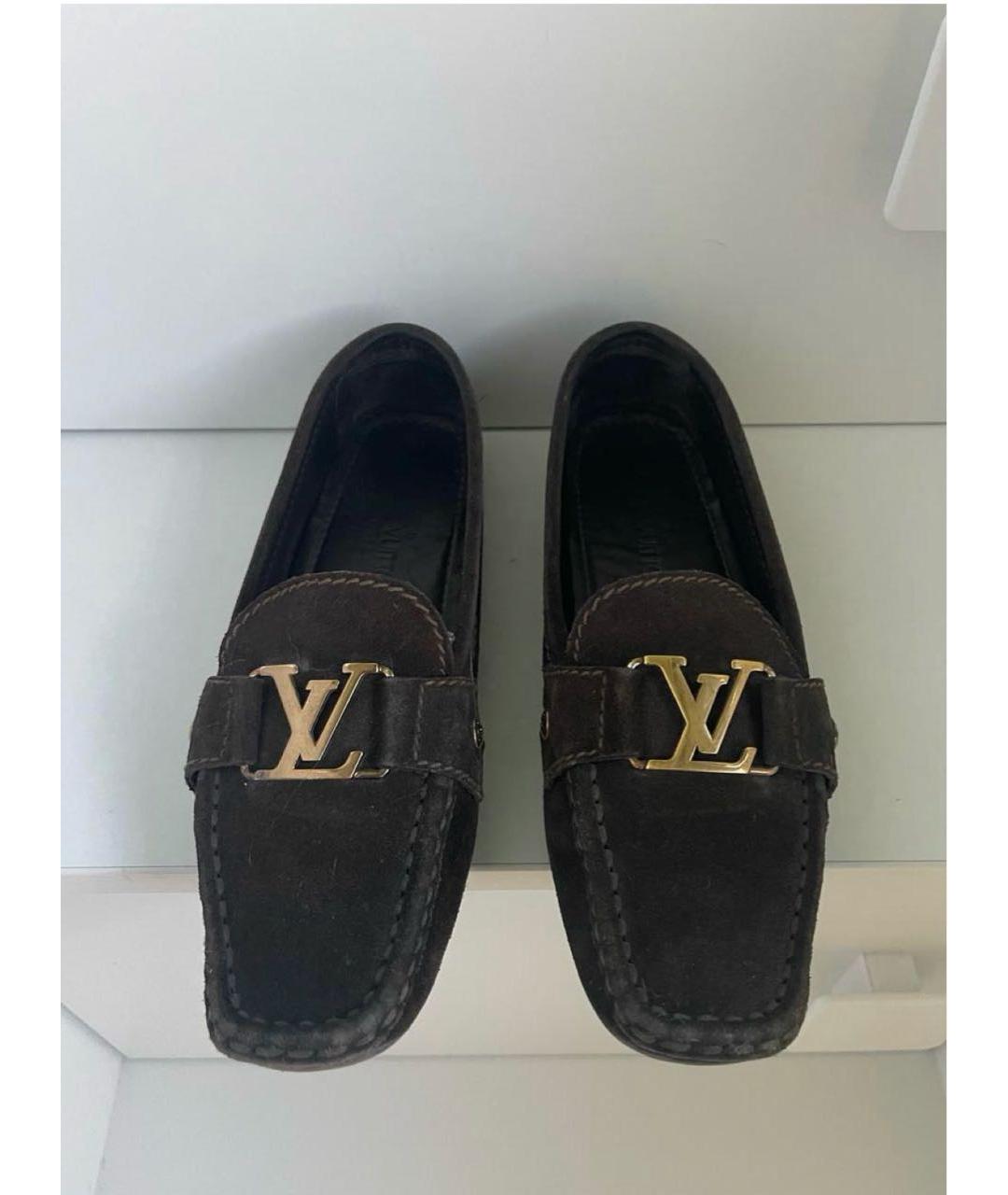LOUIS VUITTON Коричневые замшевые мокасины, фото 2
