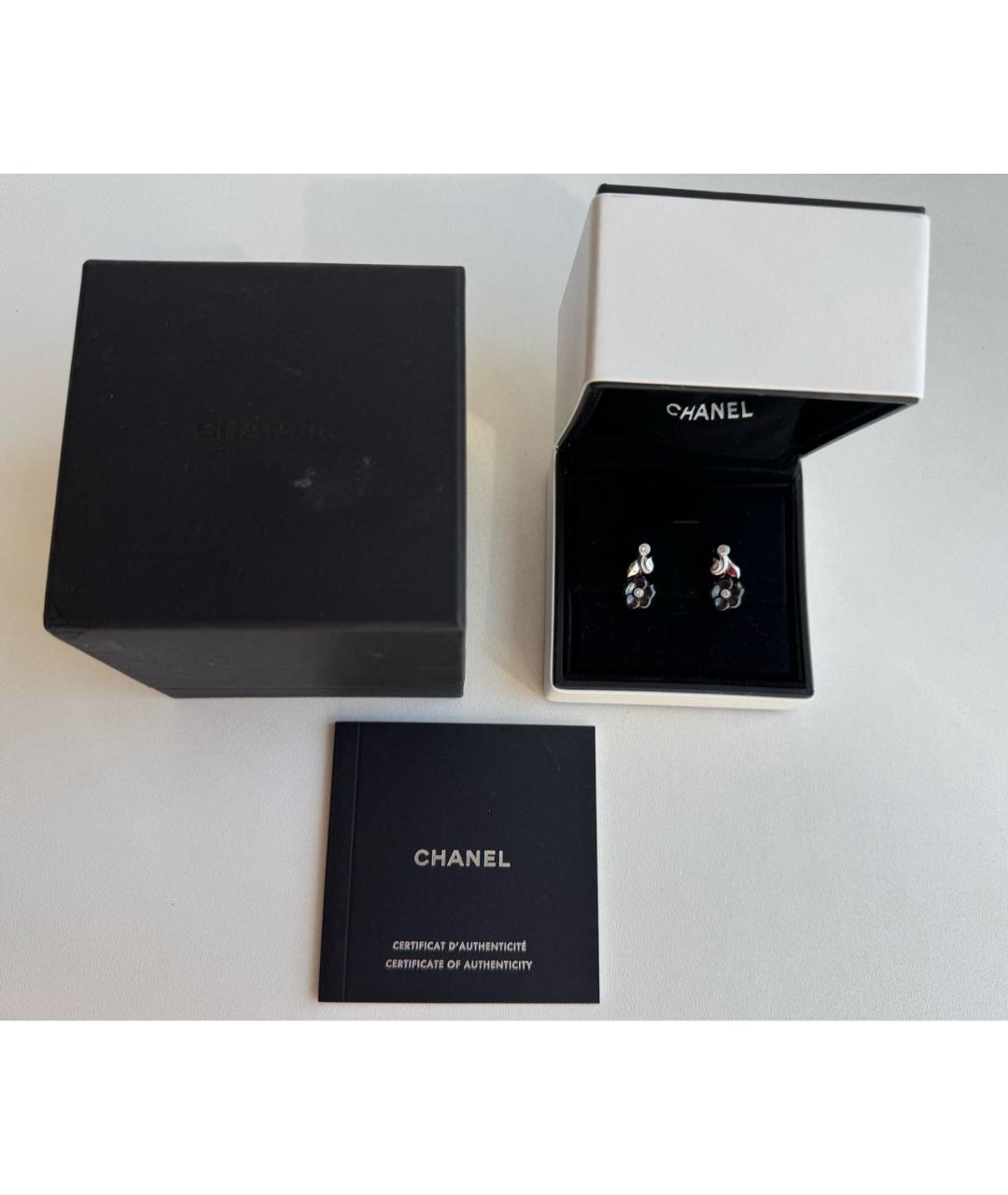 CHANEL Черные серьги из белого золота, фото 5