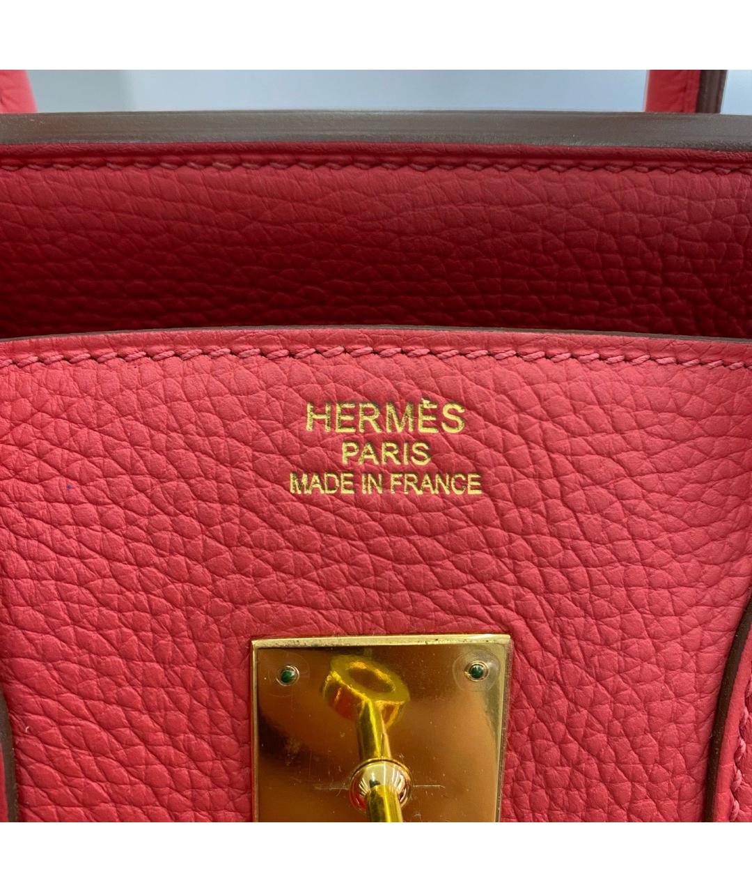 HERMES Красная кожаная сумка с короткими ручками, фото 5