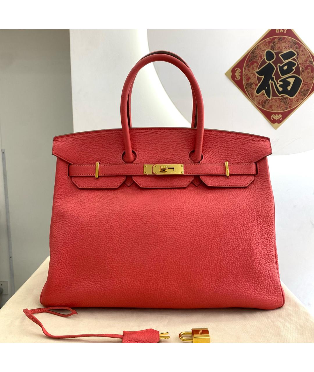 HERMES Красная кожаная сумка с короткими ручками, фото 9