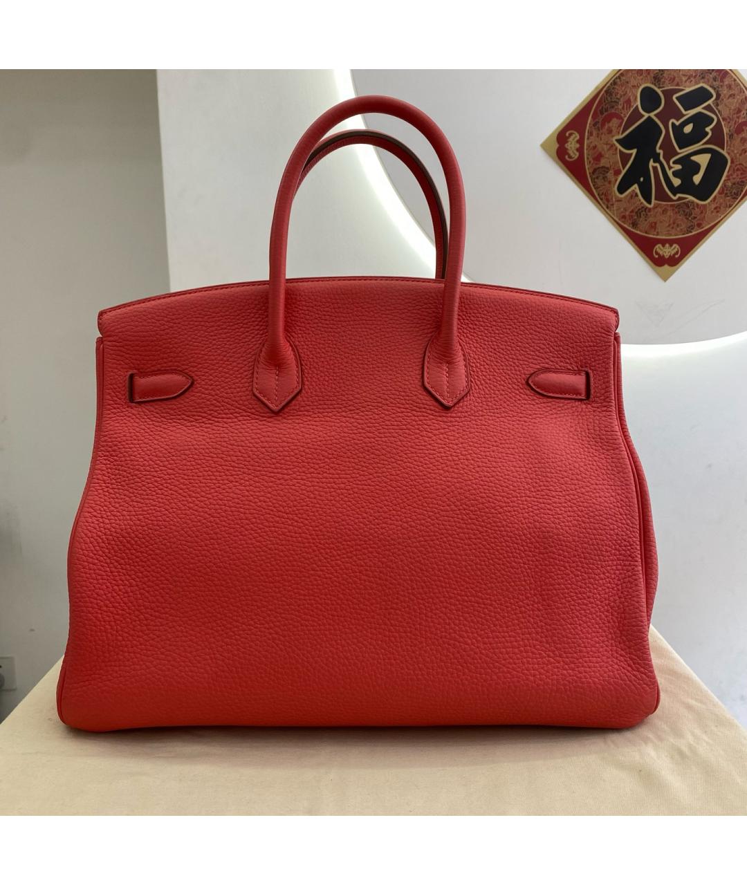 HERMES Красная кожаная сумка с короткими ручками, фото 2
