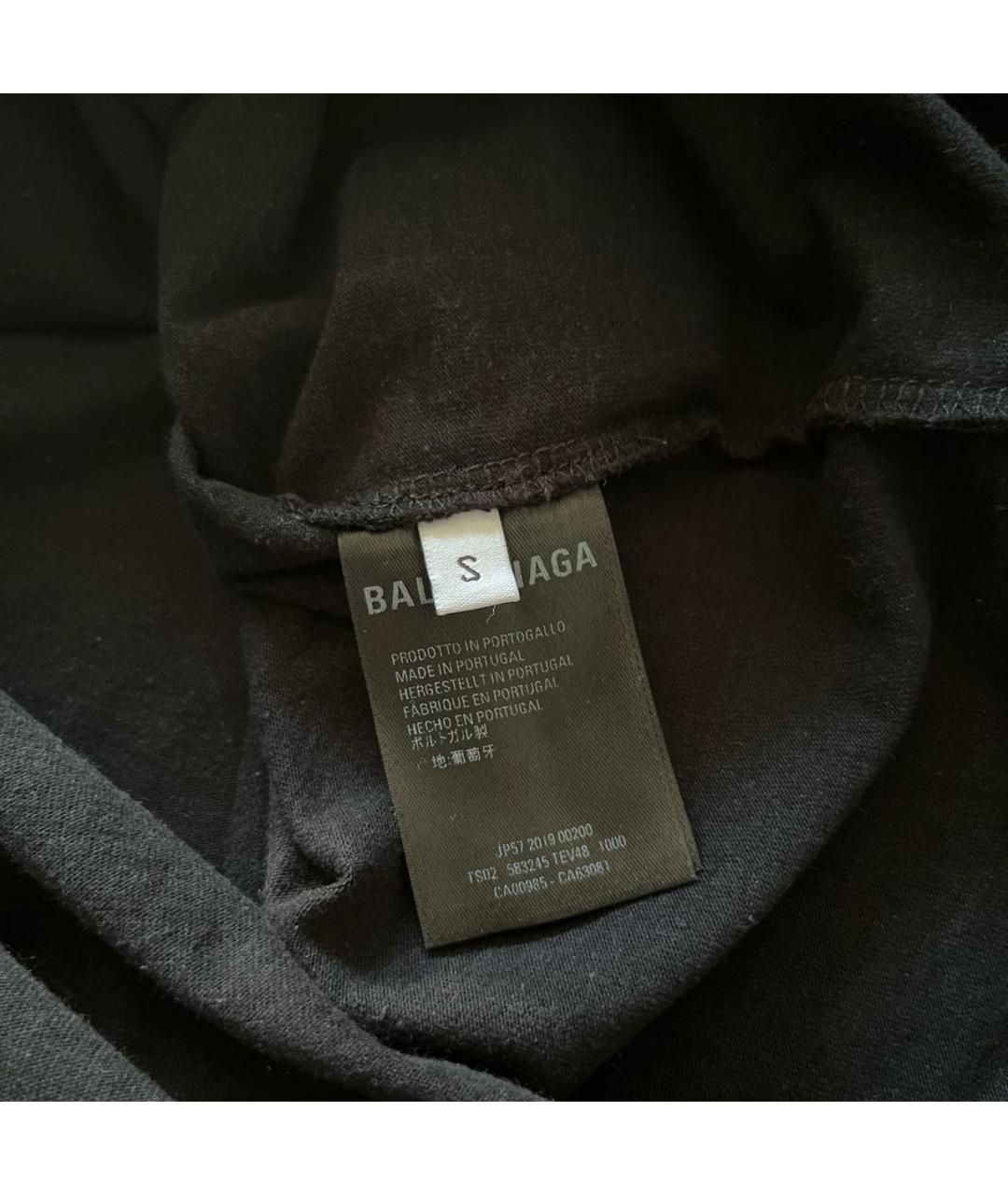 BALENCIAGA Черная хлопковая футболка, фото 6