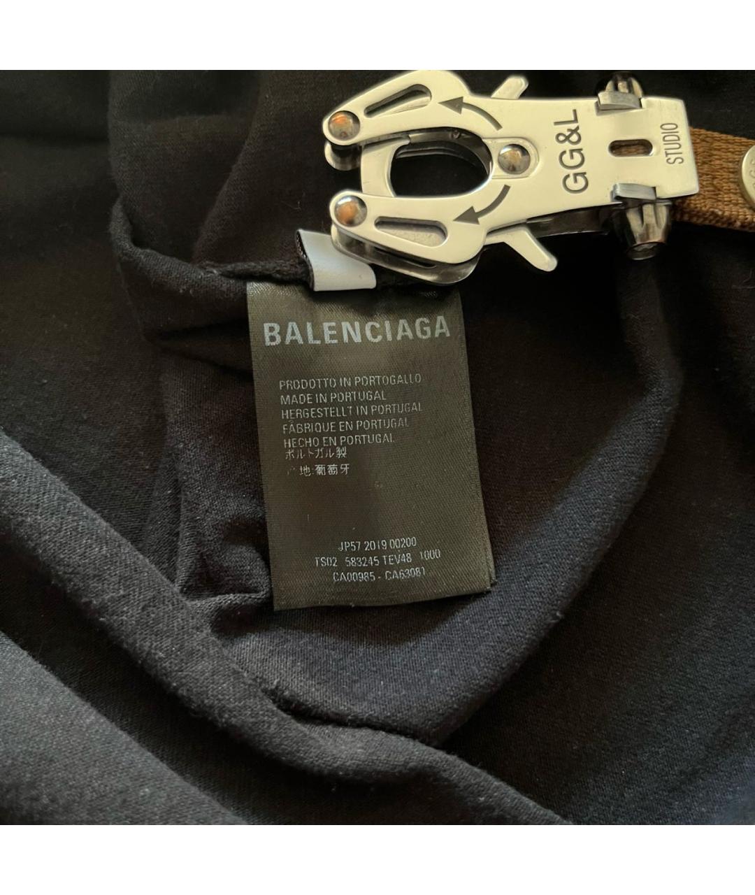 BALENCIAGA Черная хлопковая футболка, фото 7