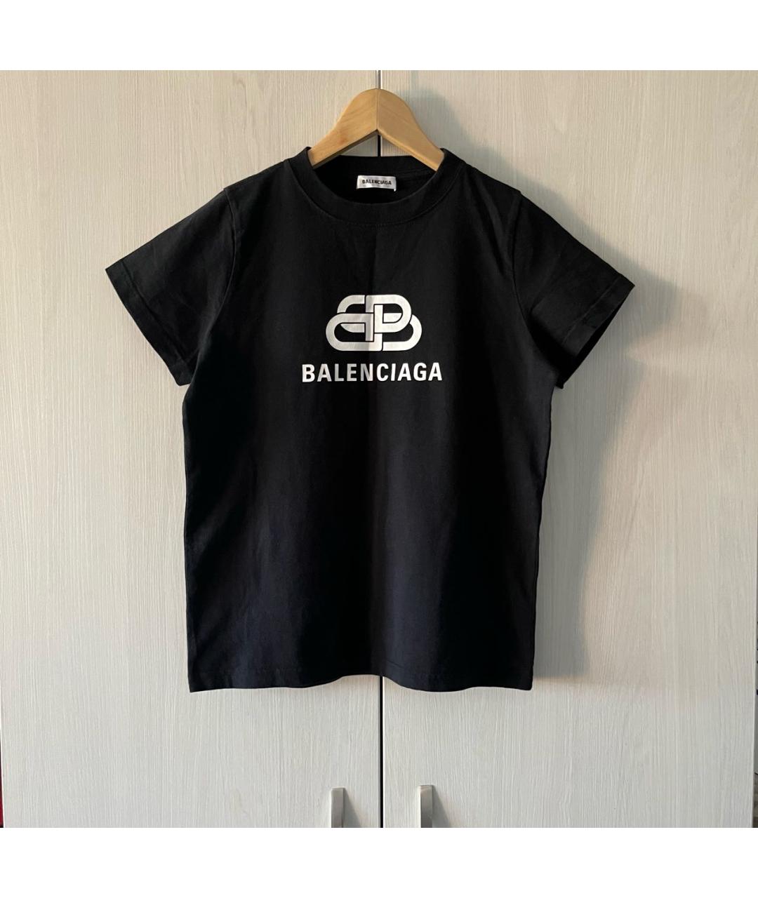 BALENCIAGA Черная хлопковая футболка, фото 2