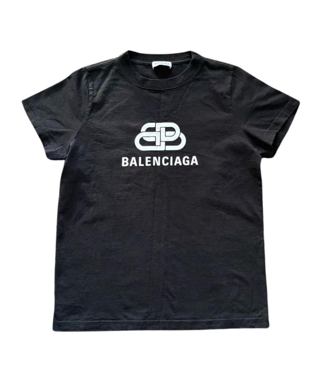 BALENCIAGA Черная хлопковая футболка, фото 1