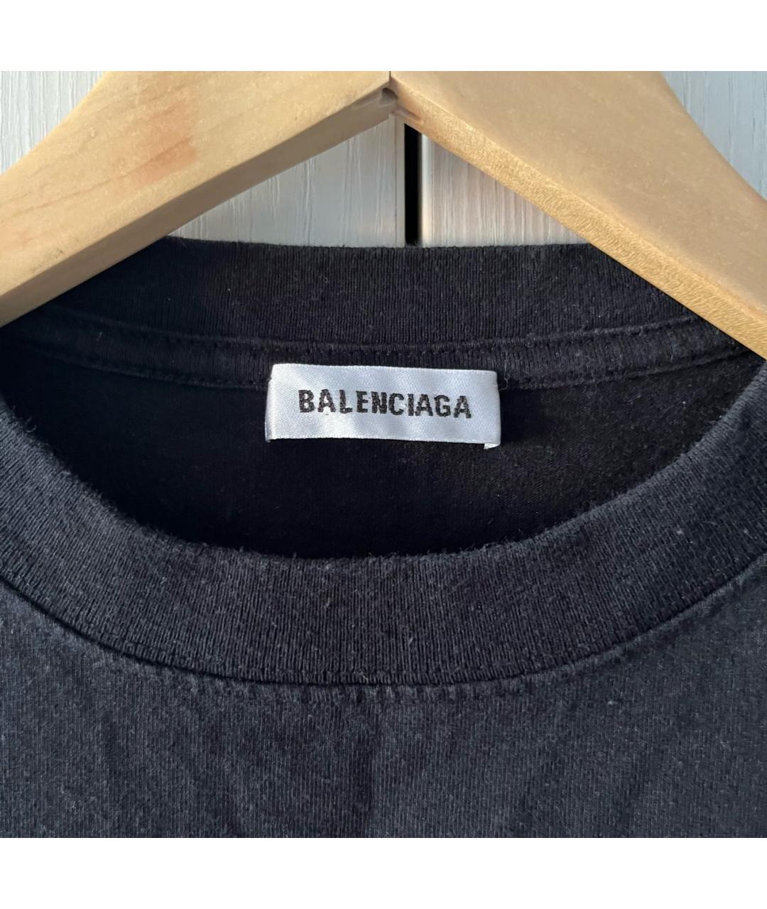 BALENCIAGA Черная хлопковая футболка, фото 4