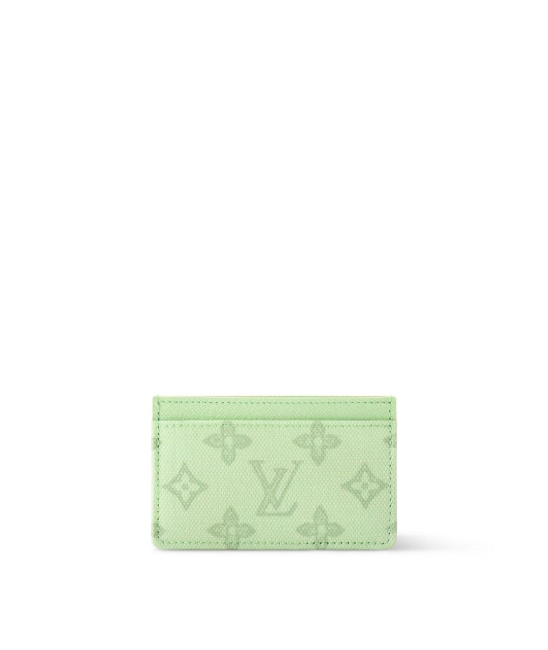 LOUIS VUITTON Салатовый кожаный кардхолдер, фото 5