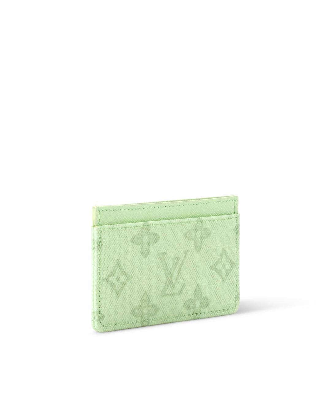 LOUIS VUITTON Салатовый кожаный кардхолдер, фото 2