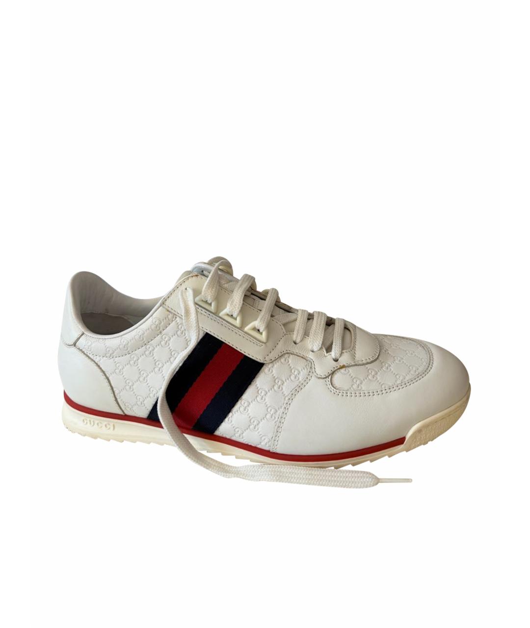 GUCCI Белые кожаные низкие кроссовки / кеды, фото 1
