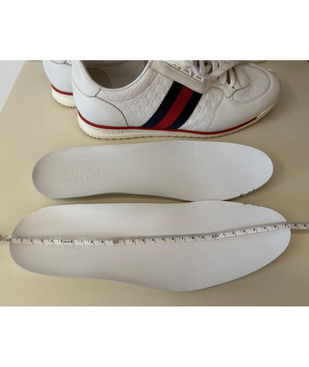 GUCCI Белые кожаные низкие кроссовки / кеды, фото 6