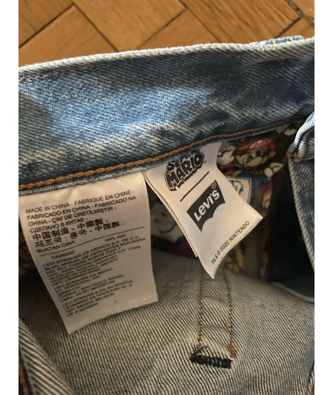 LEVI'S Голубые хлопковые прямые джинсы, фото 6