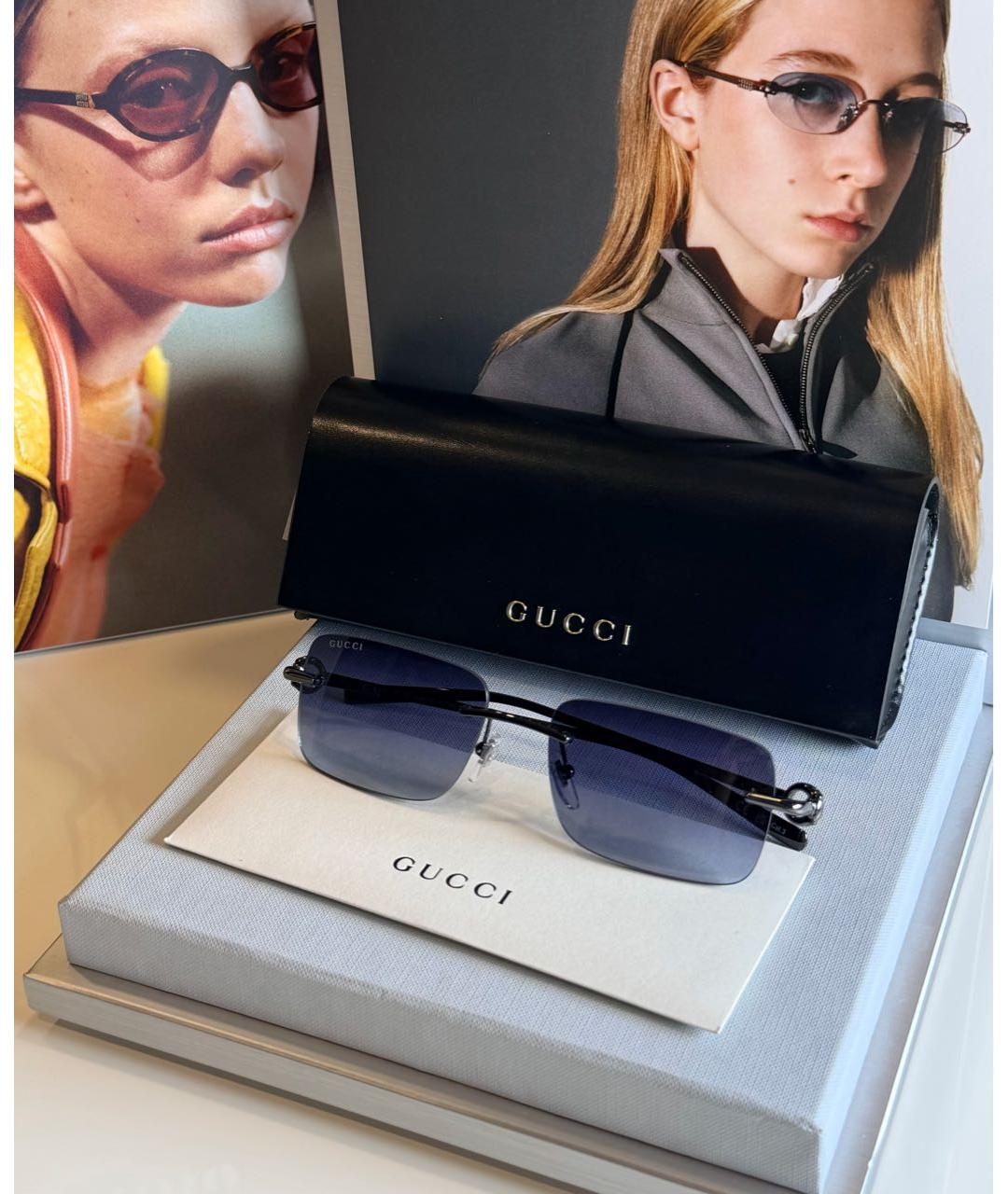 GUCCI Темно-синие металлические солнцезащитные очки, фото 7