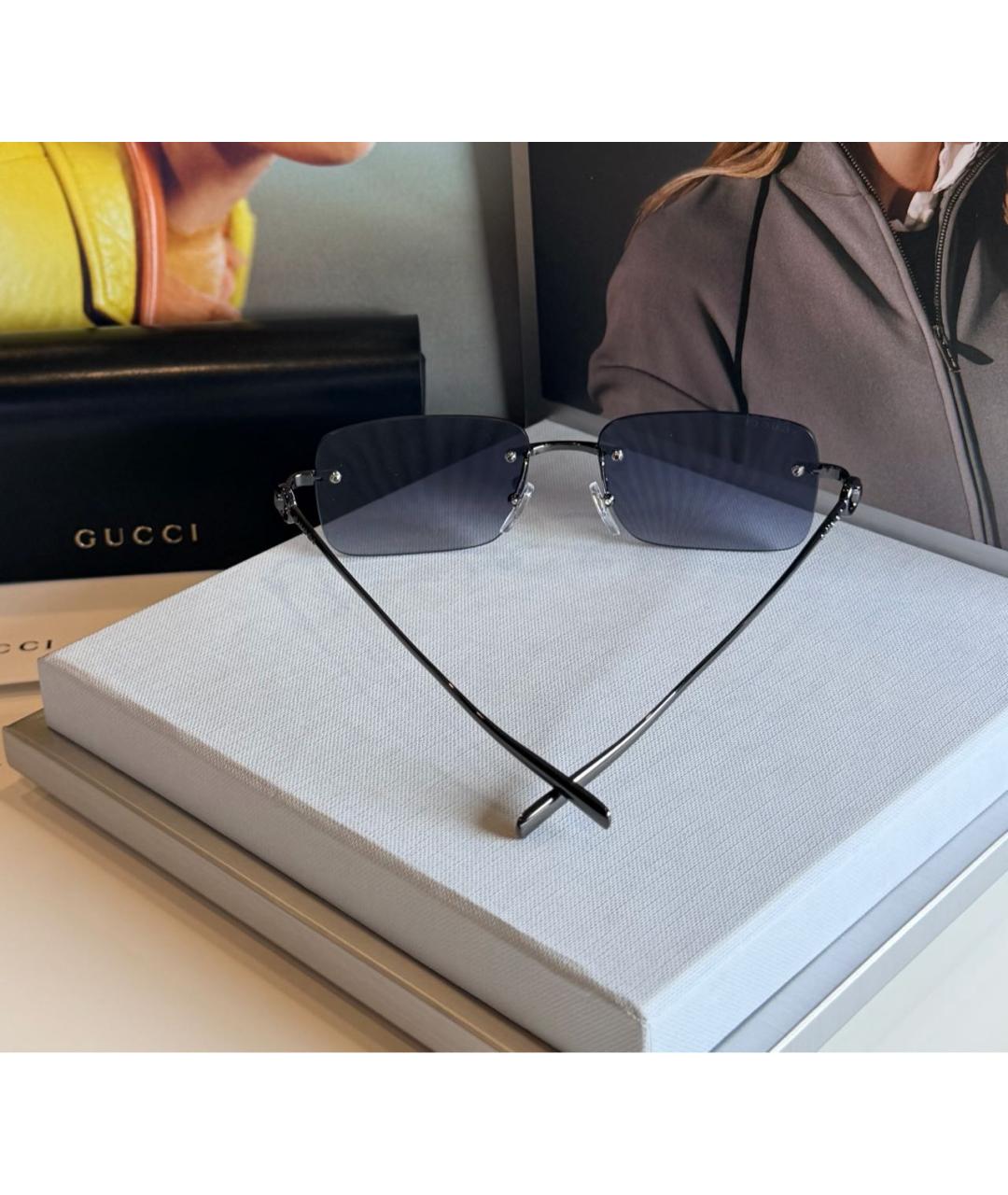 GUCCI Темно-синие металлические солнцезащитные очки, фото 6