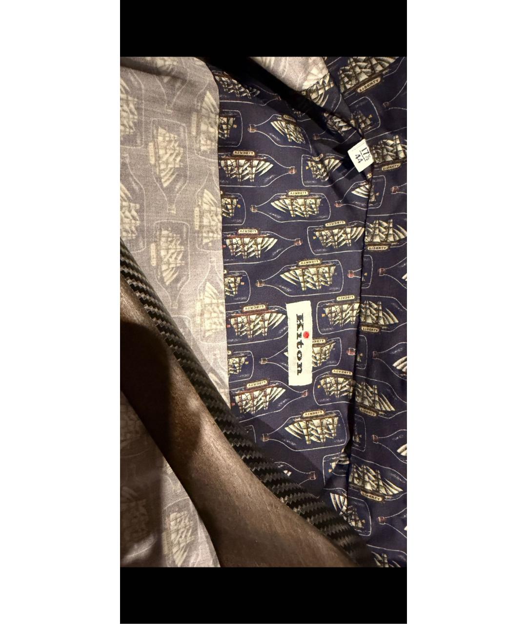 KITON Темно-синяя хлопковая кэжуал рубашка, фото 7